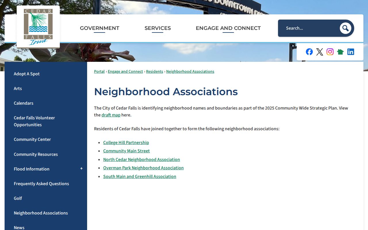 Official Cedar Falls neighborhood associations list
