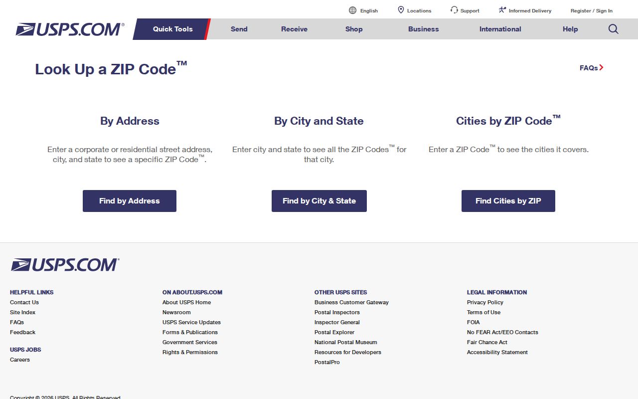 USPS ZIP Code Lookup modes for address, city and ZIP searches serving Cedar Falls